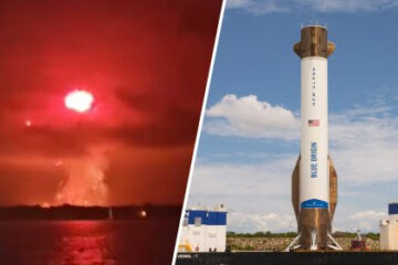 Cohete de Blue Origin explota en la plataforma de lanzamiento durante una prueba de encendido de motores