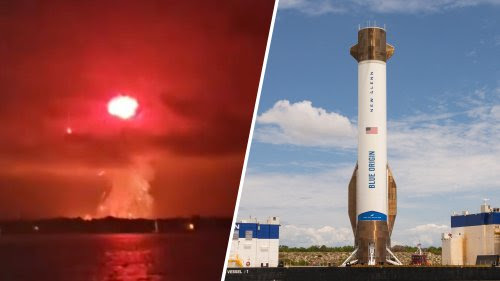 Cohete de Blue Origin explota en la plataforma de lanzamiento durante una prueba de encendido de motores