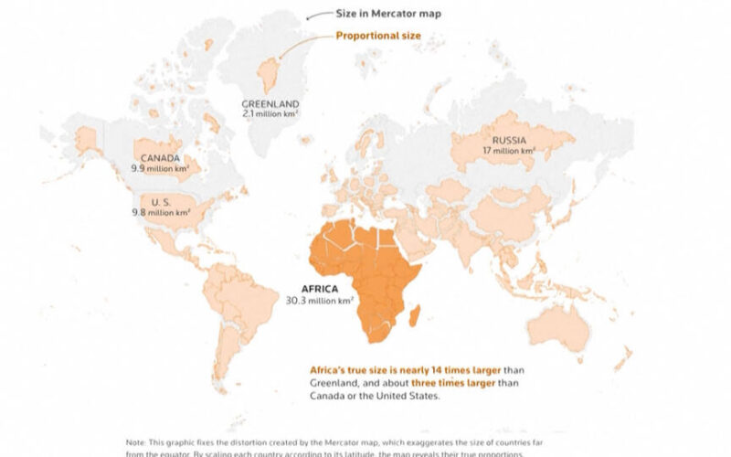 La Asamblea General de la ONU aprueba el uso de mapas que representen el tamaño real de África